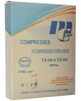 MCOMP COMPRESSES STERILISEES 7.5CM*7.5CM B/10